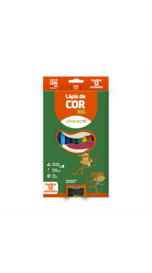 LÁPIS DE COR 12 CORES JUMBO LEO&LEO