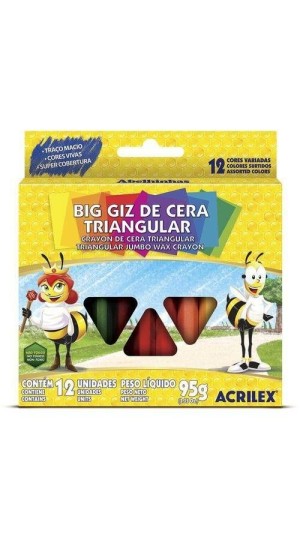 BIG GIZ DE CERA TRIANGULAR 12 CORES ACRILEX