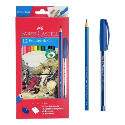 LÁPIS DE COR 12 CORES FABER CASTELL KIT