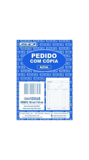 TALÃO DE PEDIDO 1 VIA 1/18 C. 6212 SÃO DOMINGOS