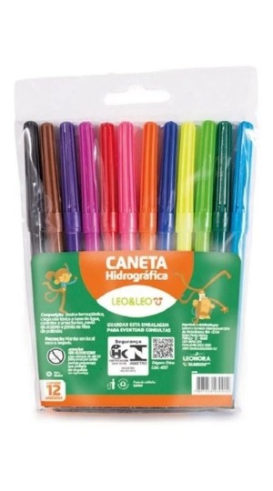 CANETINHA HIDROGRÁFICA HIDROCOR LAVÁVEL 12 CORES LEO & LEO